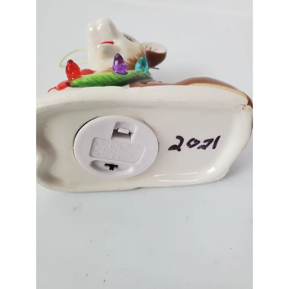 Mr.‎ Christmas Light Up Reindeer Ceramic Ornament Holiday Tree Decor